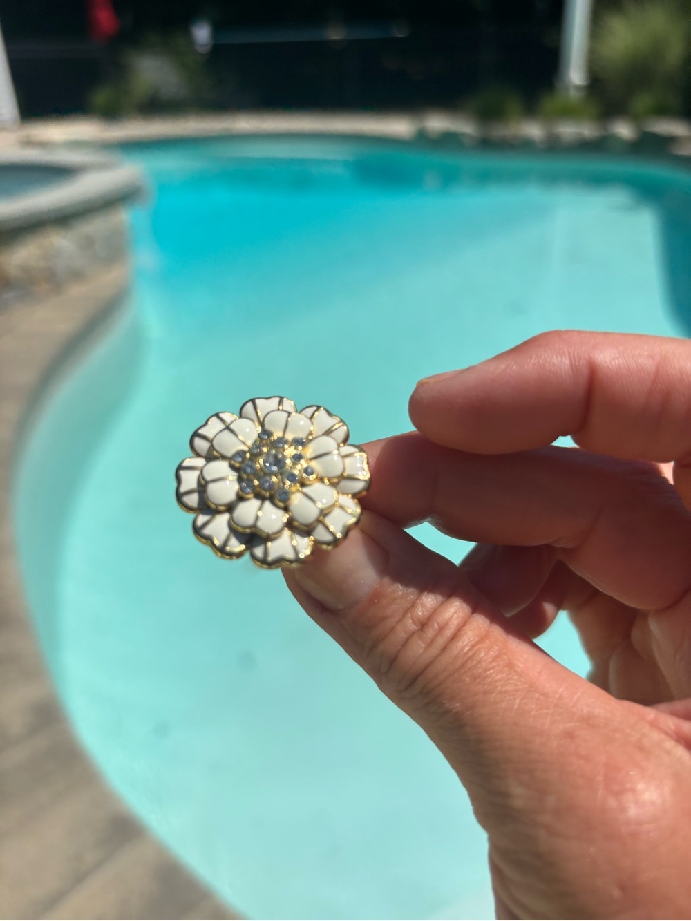 Park Lane Floral Enamel Ring with Gold Accents